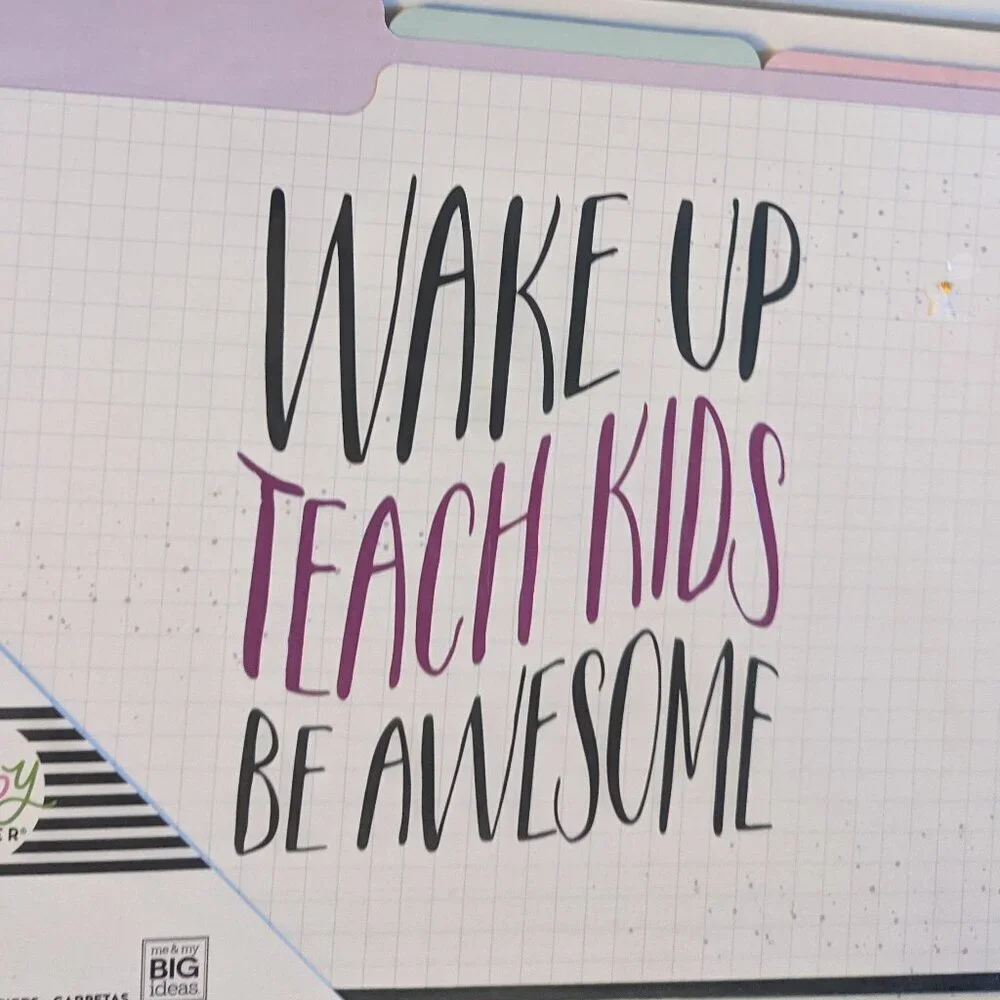 NWT Back to School Happy Planner Teacher Wake Up Teach Be Awesome 8pc Folder Set